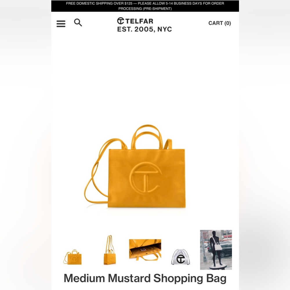 Telfar Medium Mustard Yellow Shopper NIB